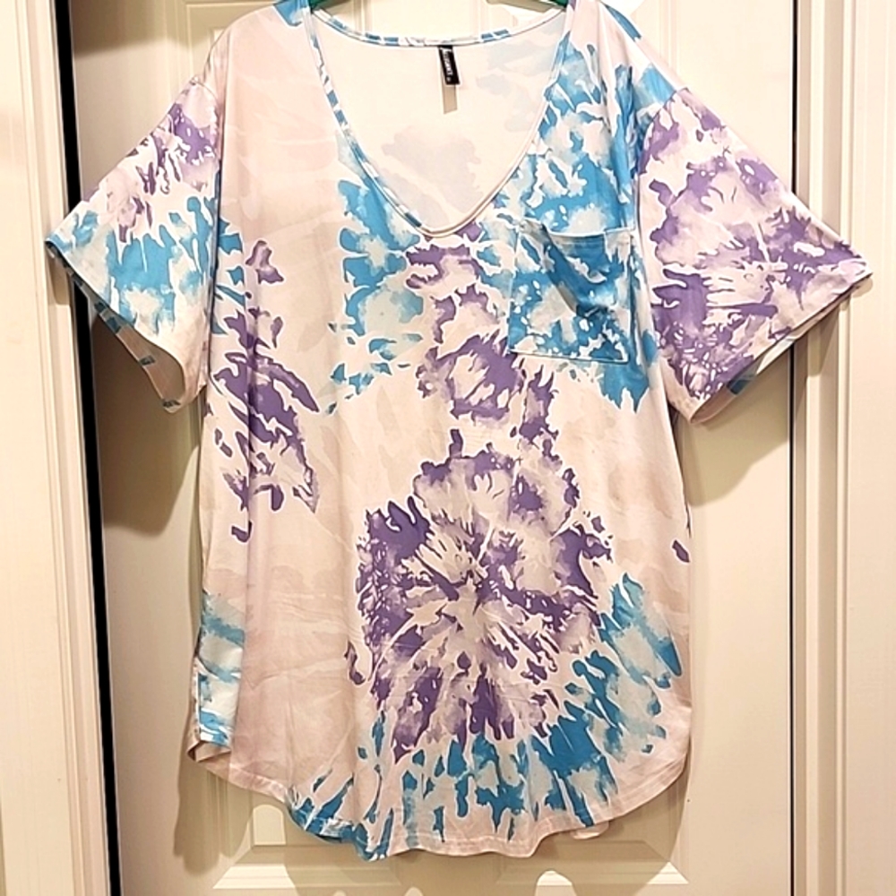 Allegrace purple and blue tie dye top